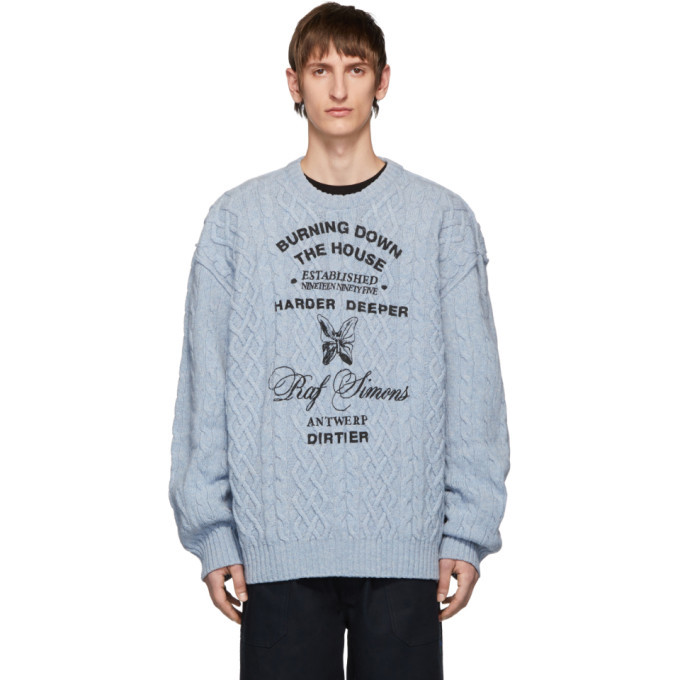 Photo: Raf Simons Blue Aran Crewneck Sweater