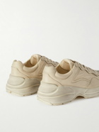 GUCCI - Rhyton Distressed Leather Sneakers - Neutrals