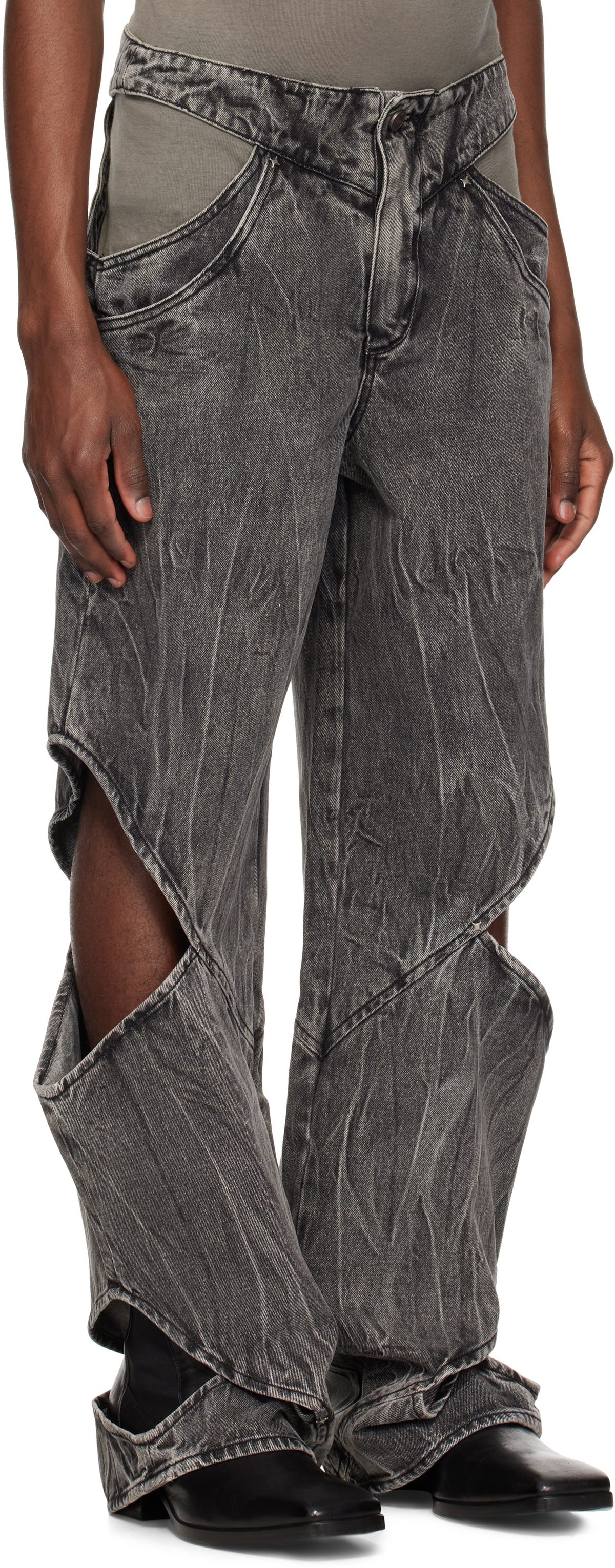 KUSIKOHC Black Cut-Out Jeans