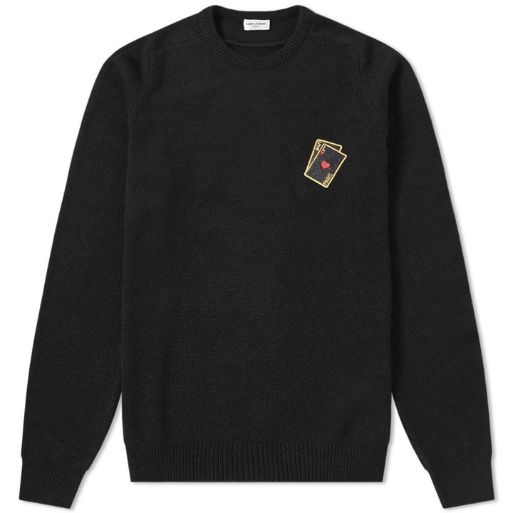 Photo: Saint Laurent Playing Card Embroidery Cashmere Crew Knit