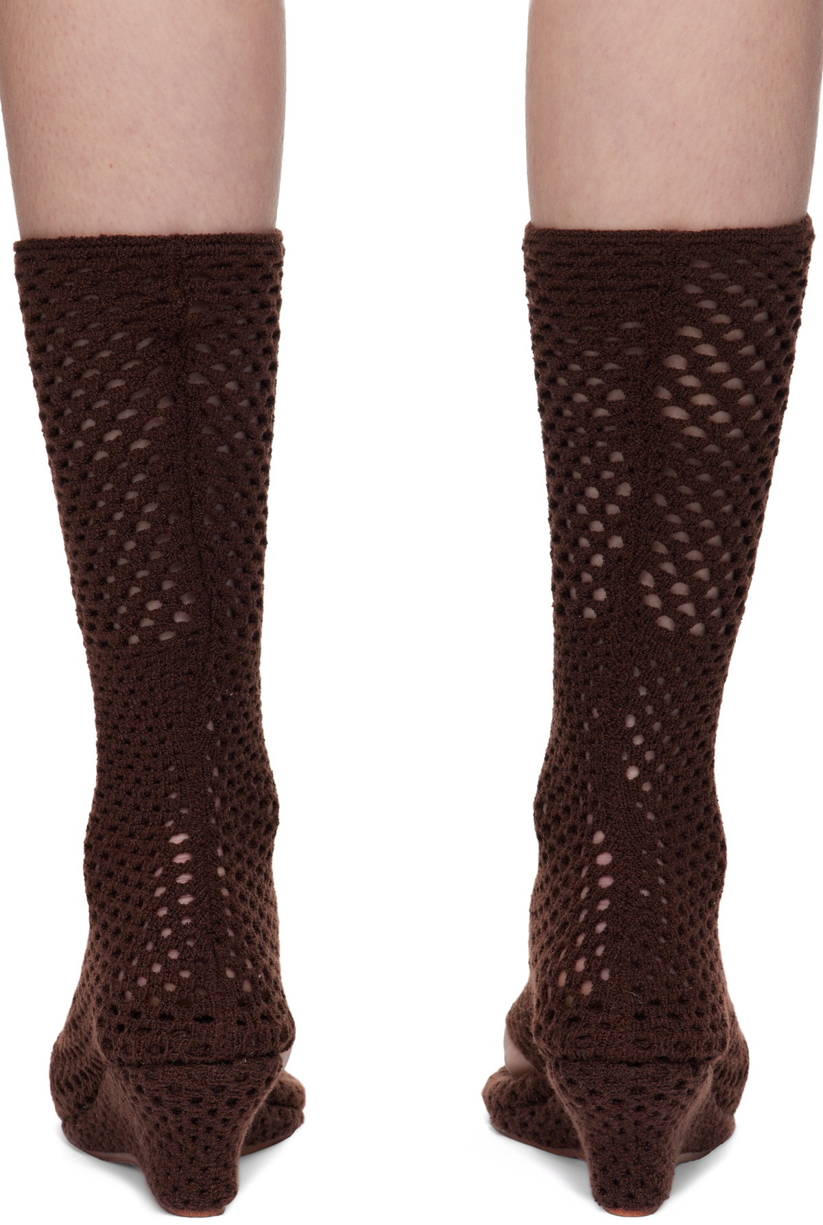 Isa Boulder Brown Short Cable Knitted Heeled Sandals