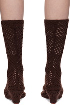 Isa Boulder Brown Short Cable Knitted Heeled Sandals