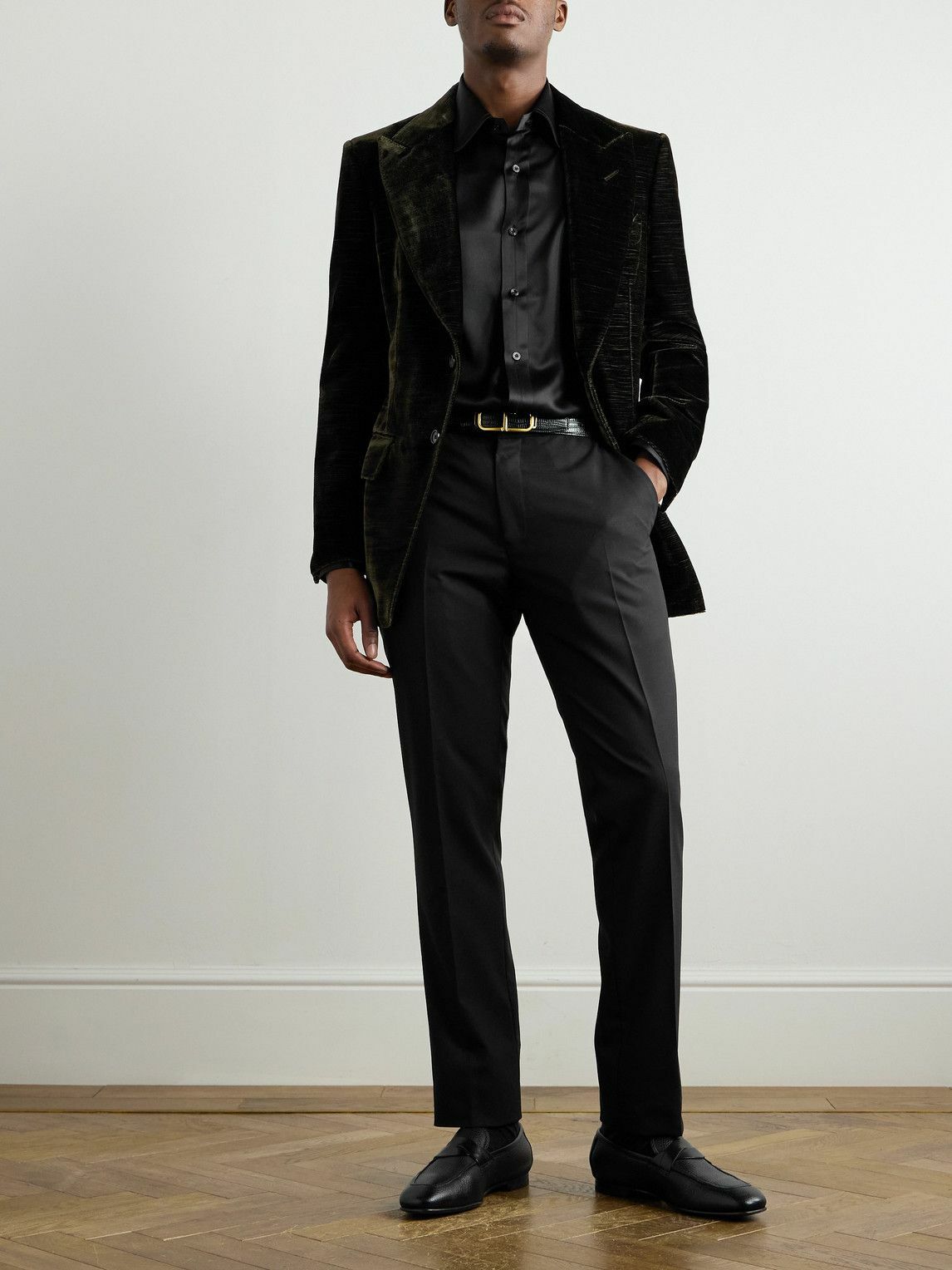 TOM FORD - Slim-Fit Silk-Satin Shirt - Black