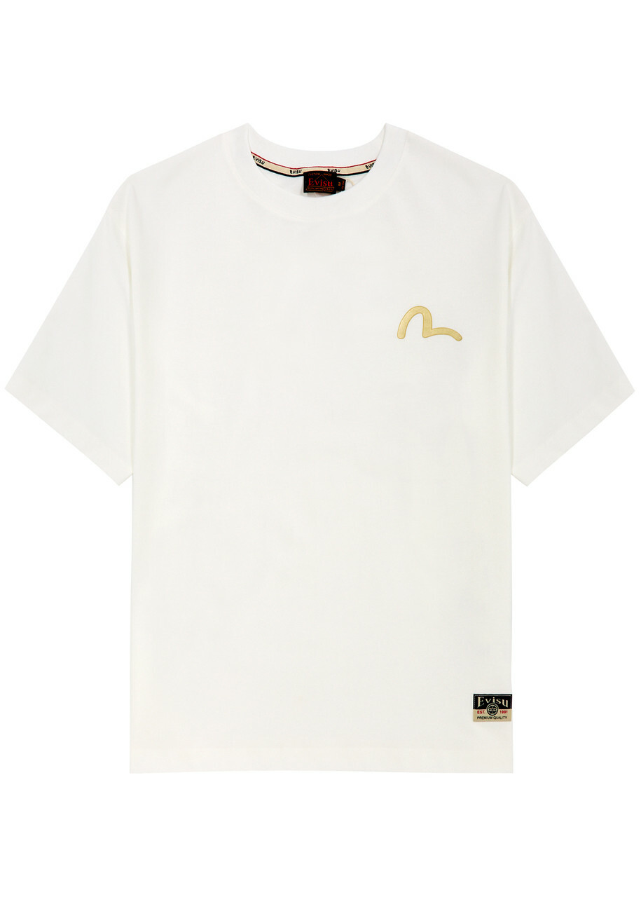 Evisu The Great Wave Daicock Printed Cotton T-shirt Off White