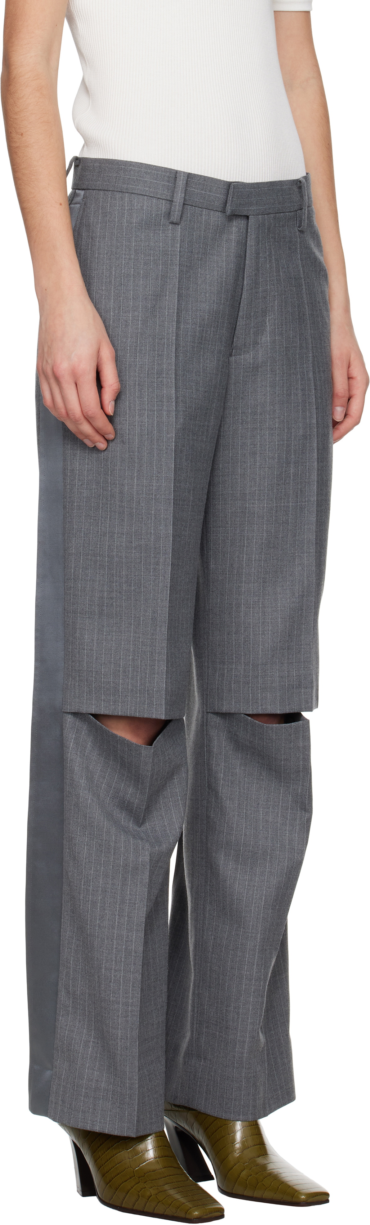 UNDERCOVER Gray Slashed Trousers Undercover