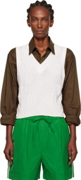 Cordera White Checkered Cotton & Cashmere Vest