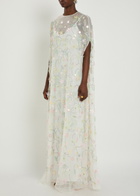 Bernadette Elenore Floral-appliquéd Chiffon Maxi Dress White