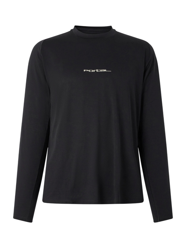 Photo: Portal - Lateral Peak Logo-Print Recycled-Jersey T-Shirt - Black