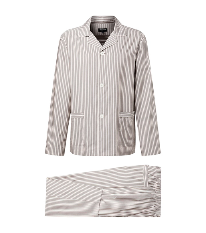 Photo: Zegna Striped silk, cotton, and cashmere pajamas