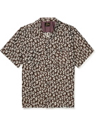 Needles - Convertible-Collar Leopard-Jacquard Cupro-Blend Shirt - Brown