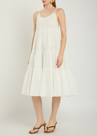 Thierry Colson Veruschka Embroidered Cotton Midi Dress Off White