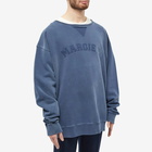 Maison Margiela Men's Distressed College Logo Crew Sweat in Blue