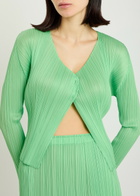 Pleats Please Issey Miyake Pleated Woven Cardigan Light Green