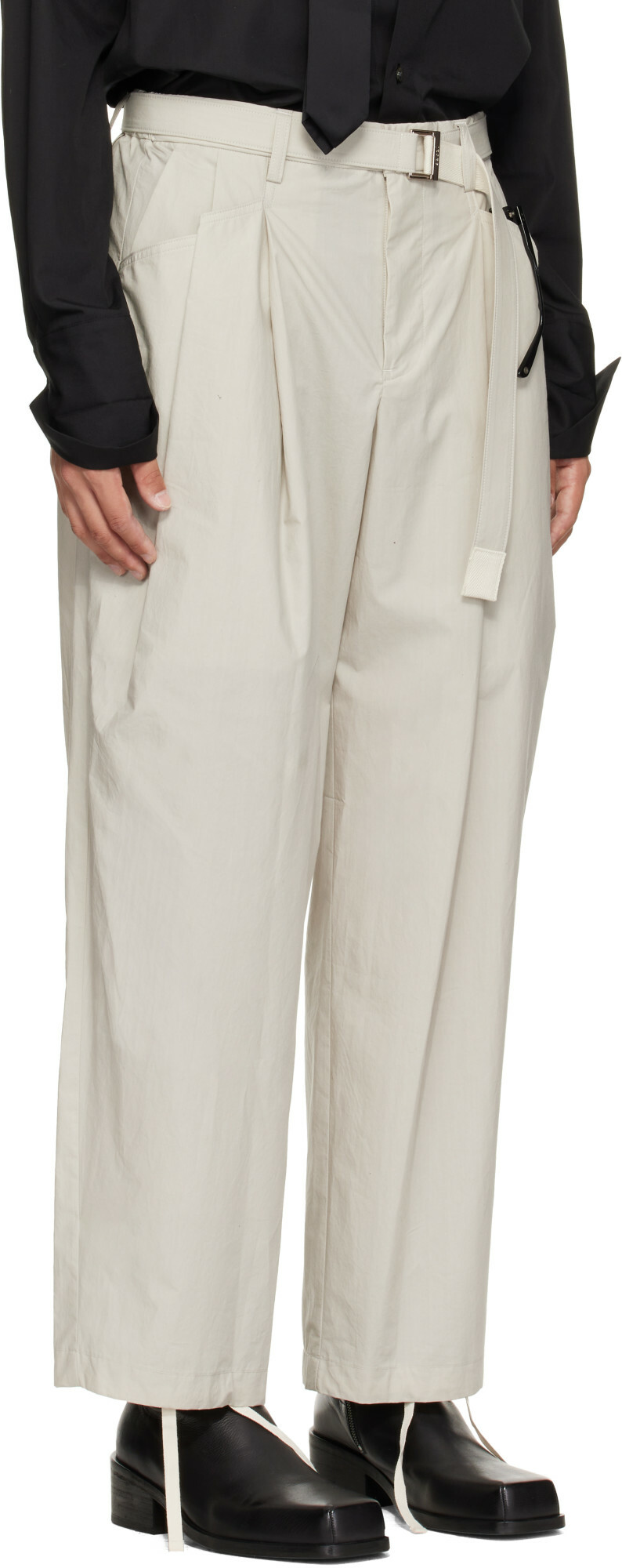 sacai Off-White Cotton Typewriter Trousers