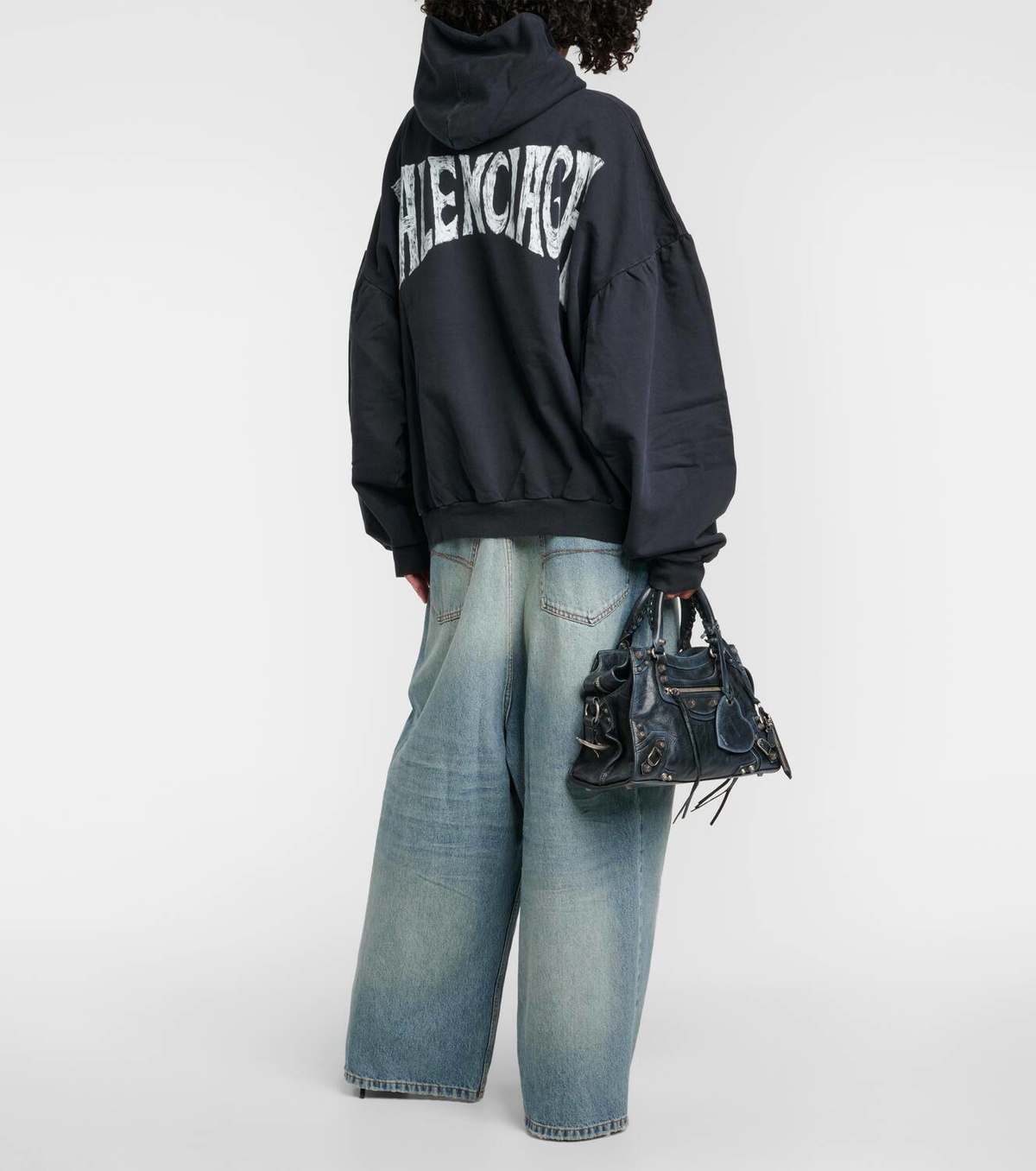 ●送料込●BALENCIAGA● Logo Printed Oversized Hoodie BALENCIAGA Oversized printed cotton-blend jersey hoodie
