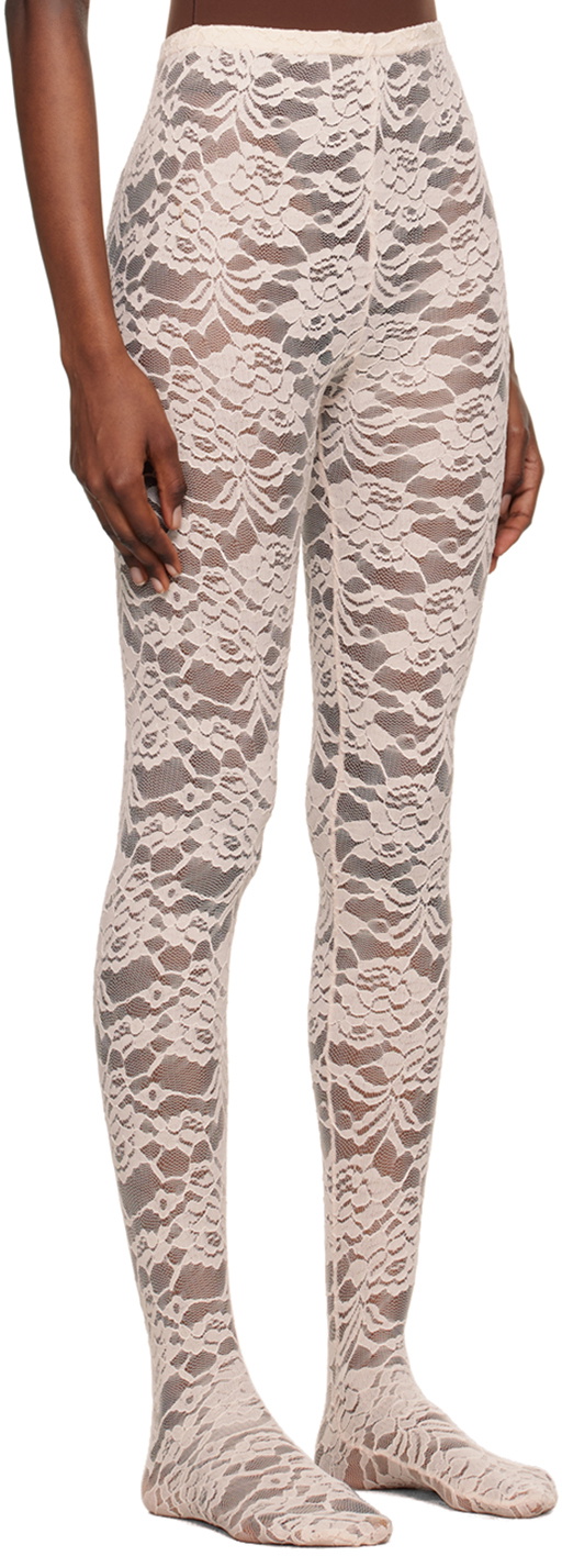 We11done Beige Flower Tights