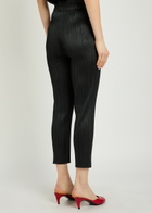 Pleats Please Issey Miyake Pleated Tapered-leg Woven Trousers Black