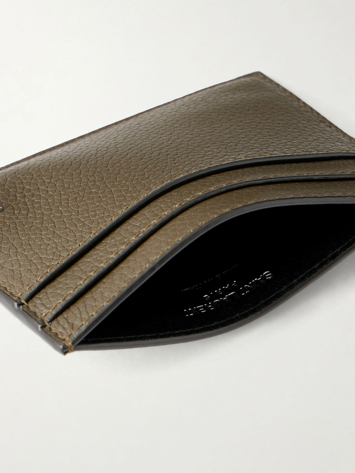 SAINT LAURENT - Tiny Cassandre Logo-Appliquéd Full-Grain Leather Cardholder
