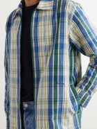 Burberry - Logo-Embroidered Checked Cotton and Linen-Blend Jacket - Blue
