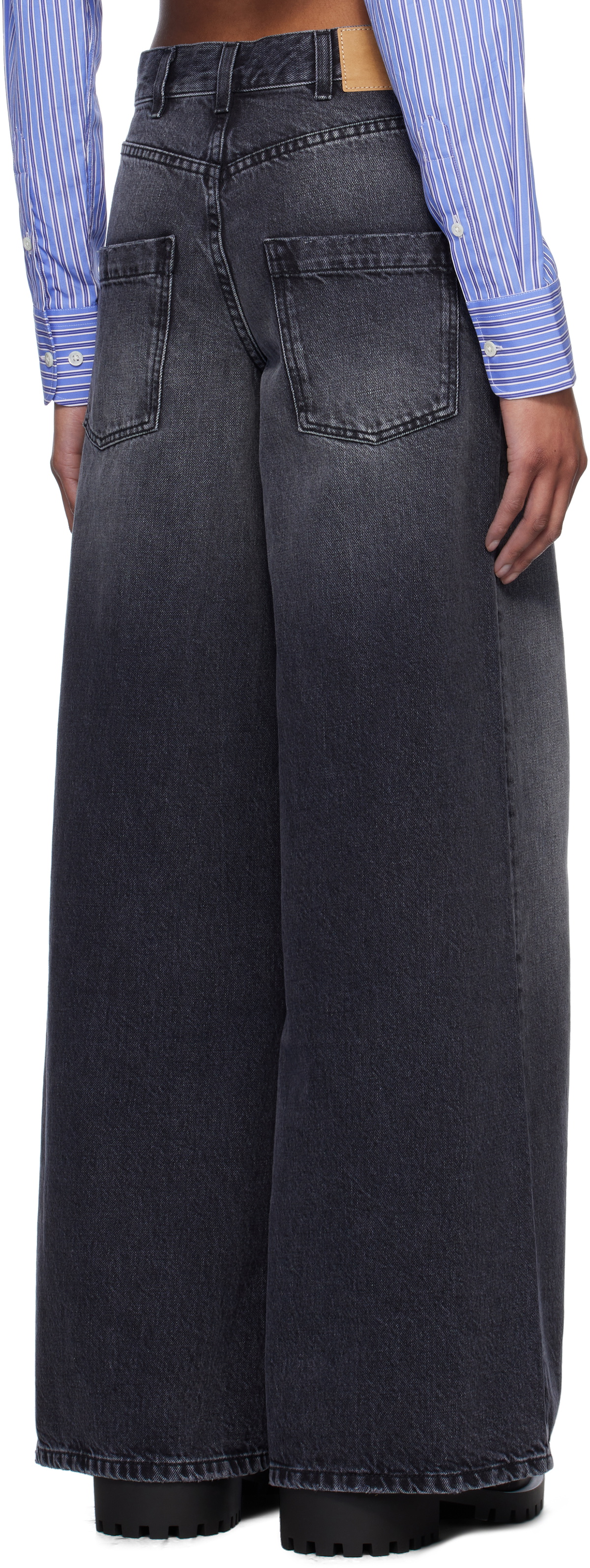 We11done Black Oversized Washed Jeans