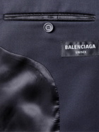 Balenciaga - Double-Breasted Distressed Wool-Twill Blazer - Blue
