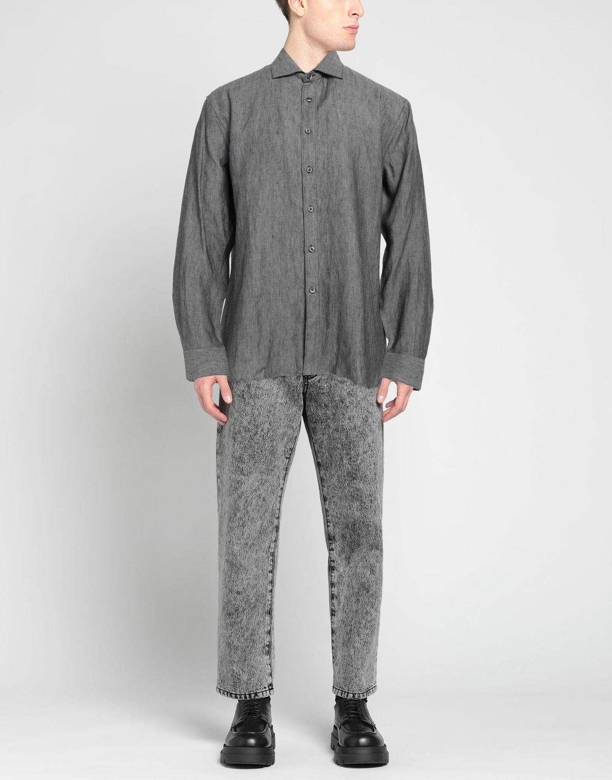 120% Lino Mens Shirt Charcoal
