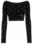 PHILOSOPHY DI LORENZO SERAFINI Embellished Fuzzy Cropped Sweater