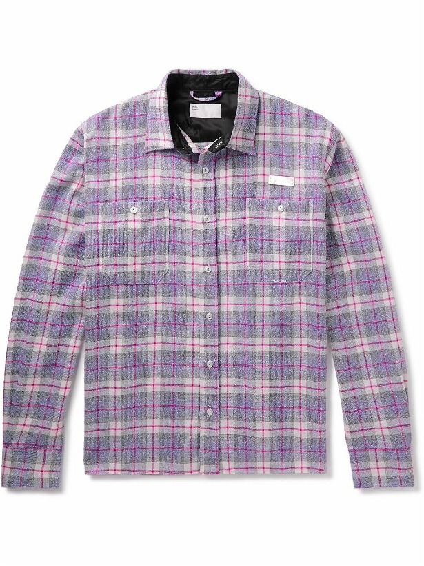 Photo: 4SDesigns - Logo-Appliquéd Checked Wool-Blend Tweed Shirt - Pink