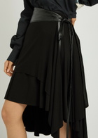 Aaron Esh Belted Asymmetric Jersey Mini Skirt Black