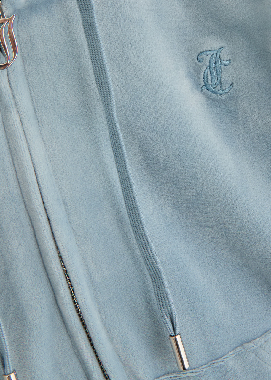 Juicy Couture Robertson Hooded Velour Sweatshirt Light Blue