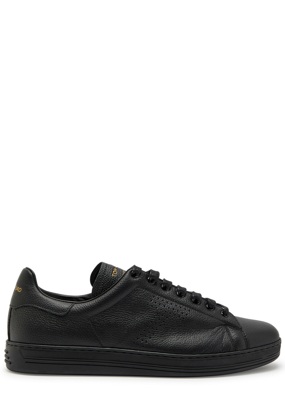 Tom Ford Warwick Grained Leather Sneakers Black