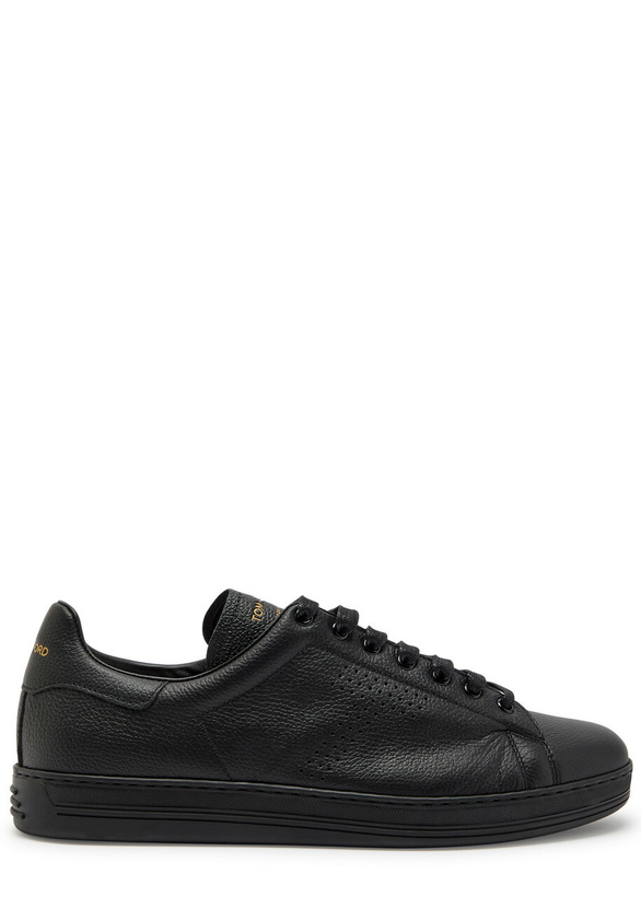 Photo: Tom Ford Warwick Grained Leather Sneakers Black