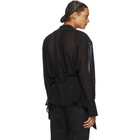 Mugler Black Chiffon Wrap Shirt