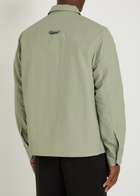 Fred Perry Logo-embroidered Crinkled Shell Overshirt Light Green