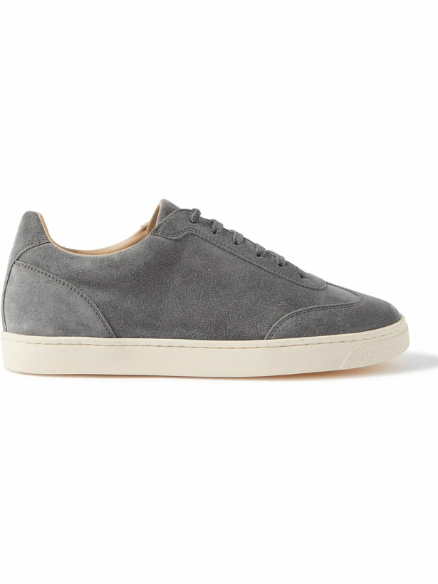 Photo: Brunello Cucinelli - Coda di Rondine Suede Sneakers - Gray