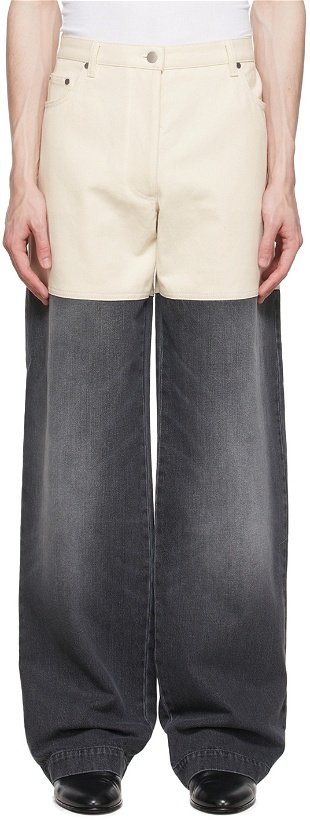 Photo: Peter Do Off-White & Gray Wide-Leg Jeans
