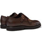 TOM FORD - Pebble-Grain Leather Monk-Strap Shoes - Brown