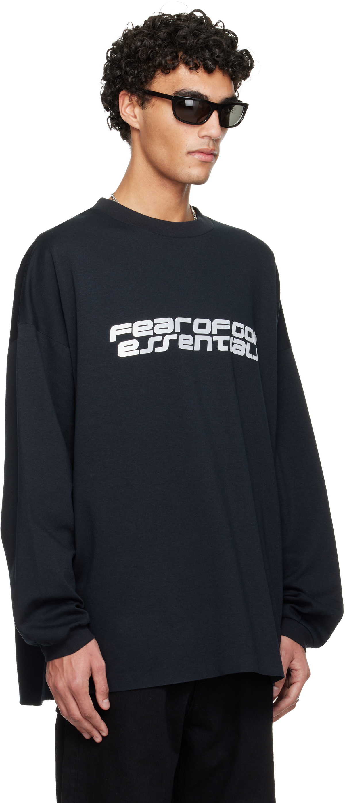 Fear of God ESSENTIALS Black Holiday Ponte 90s Long Sleeve T-shirt