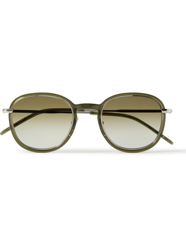 Photo: SAINT LAURENT - Round-Frame Acetate and Silver-Tone Sunglasses - Green
