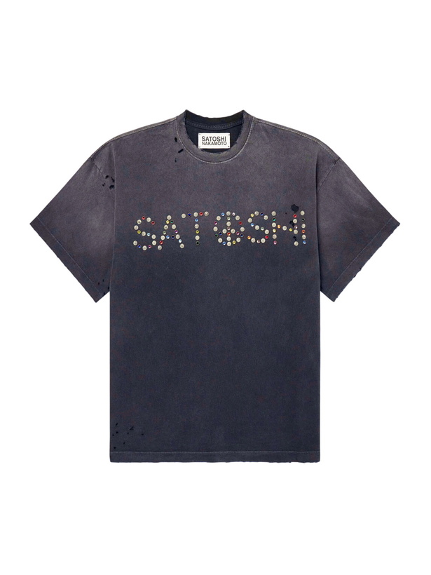 Photo: Satoshi Nakamoto - Whatever It Takes Logo-Embellished Distressed Cotton-Jersey T-shirt - Black