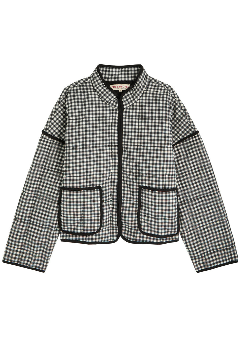 Free People Chloe Gingham Cotton Jacket Black And White