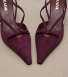 Prada Bow-detail suede slingback pumps