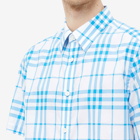 Burberry Men's Short Sleeve Caxton Check Shirt in Optic White Ip Check