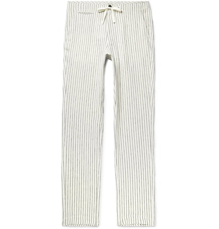 Photo: Freemans Sporting Club - Slim-Fit Striped Linen Drawstring Trousers - Beige