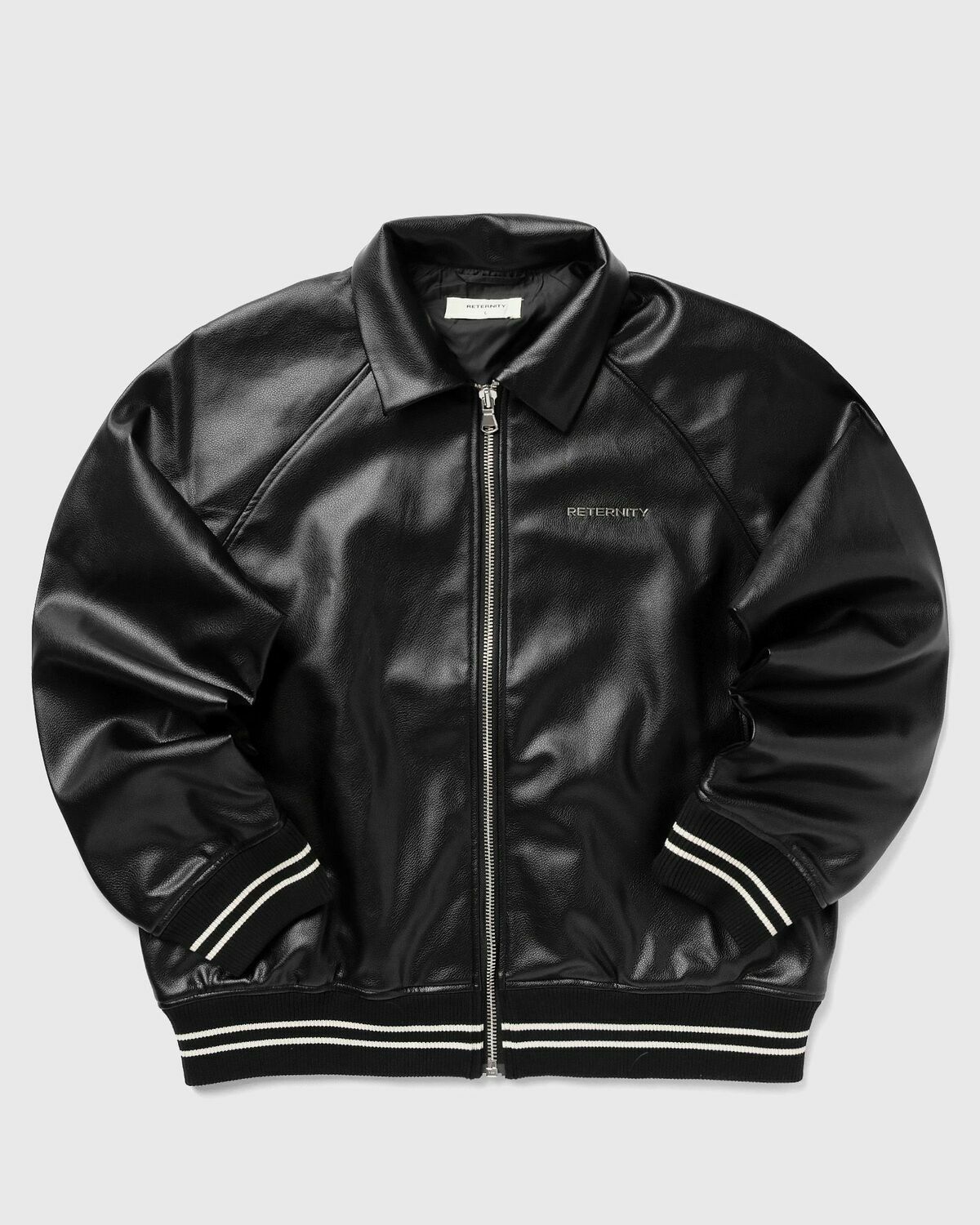 Reternity DISTRESSED LEATHER BOMBER JACKET Black Men