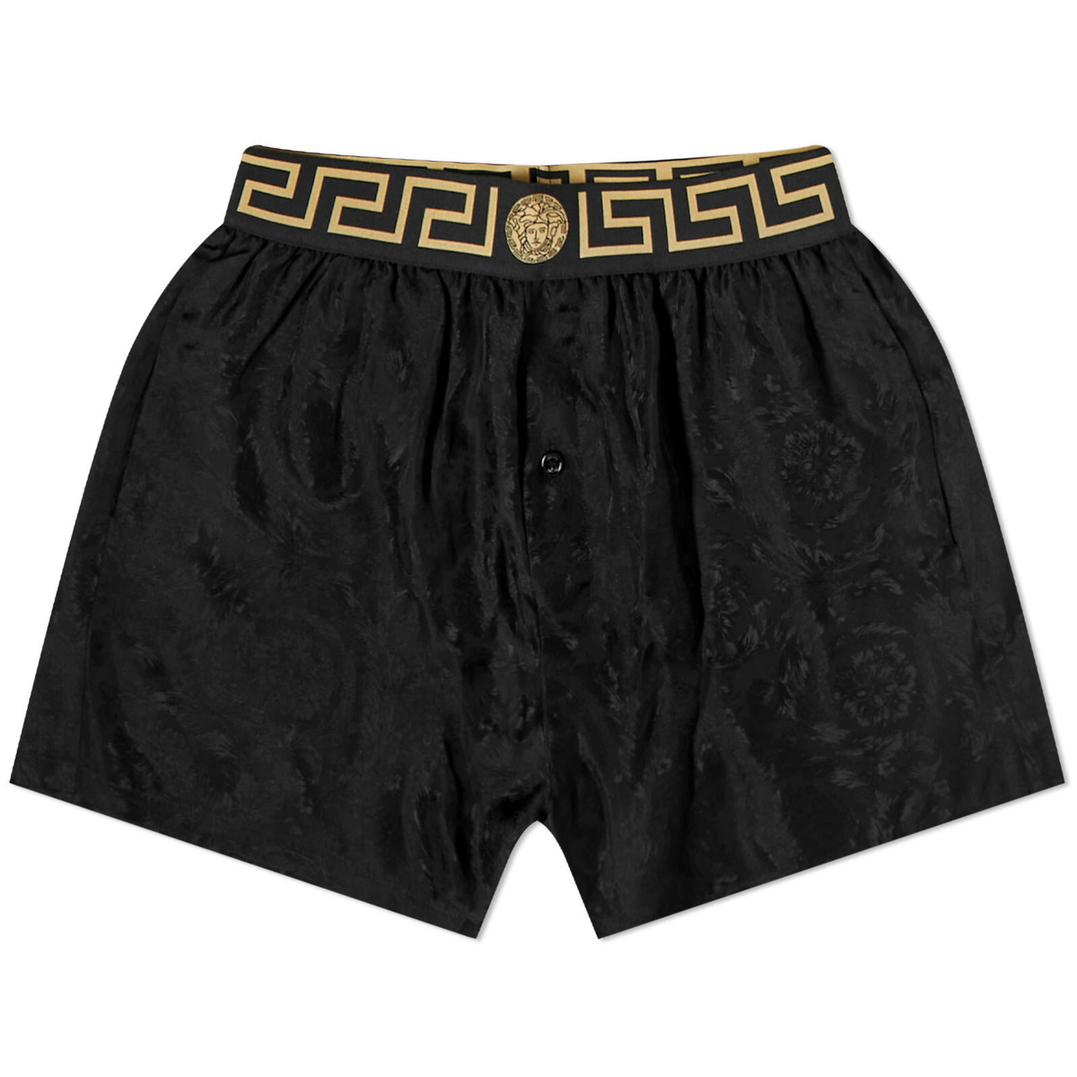 パンツ VERSACE Women Shorts Burmudas 1001729 1A00540 1B000 Black Versace Women's Greca Waistband Boxer Shorts in Black Versace
