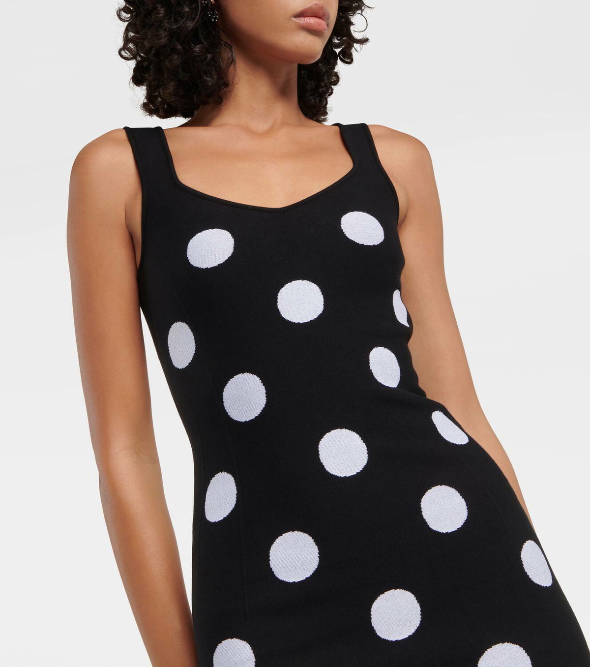 マルニ コットンPolka Dotフ―ディー ブラック Marni Polka-dot jacquard midi dress Marni