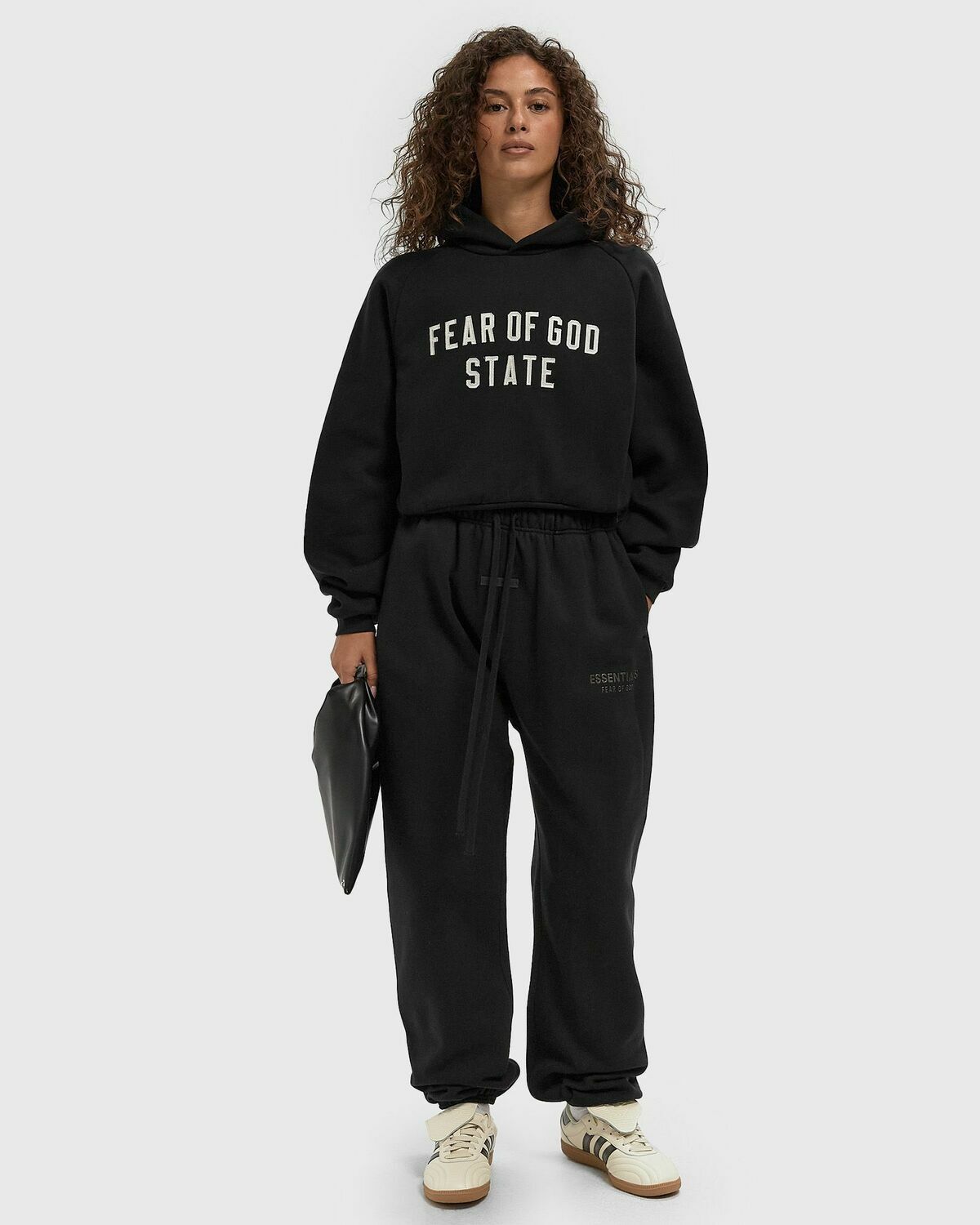 Fear of God Essentials FLEECE RAGLAN HOODIE Black Womens Hoody