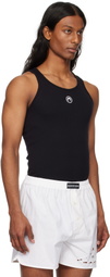 Marine Serre Black Moon Logo Ribbed Jersey Tank Top