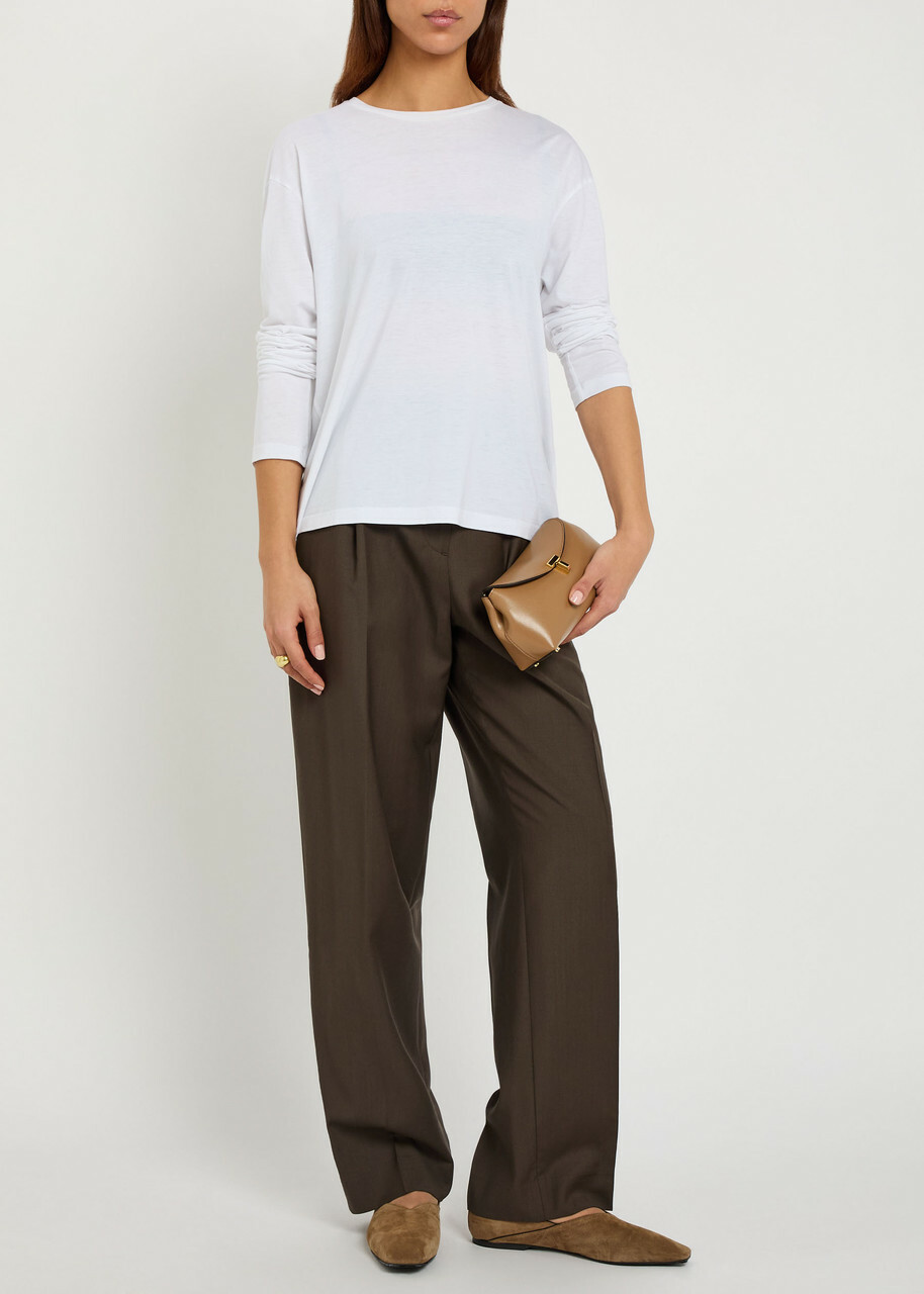 Toteme Straight-leg Wool Trousers Khaki